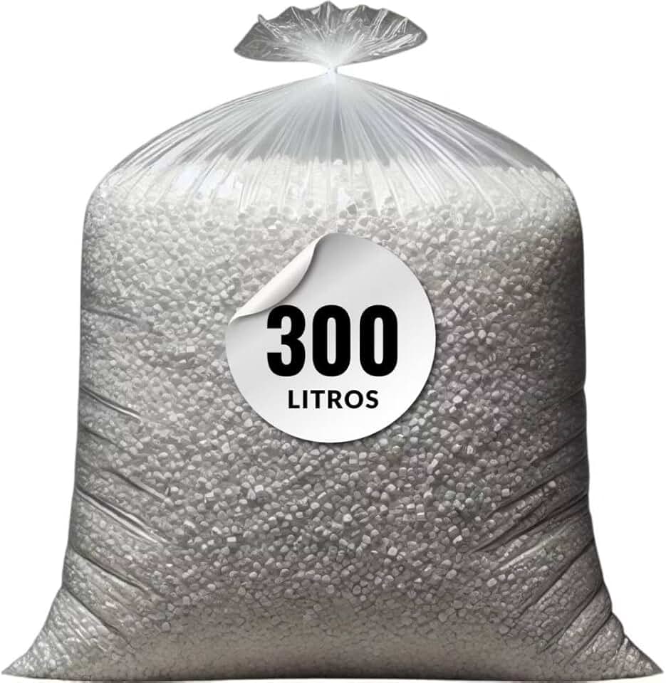 Isopor em Flocos para Enchimento, 300 Litros, Material Reciclável, Isolamento Térmico e Acústico, Ideal para PUFs, Almofadas, Concreto Leve e Artesanato