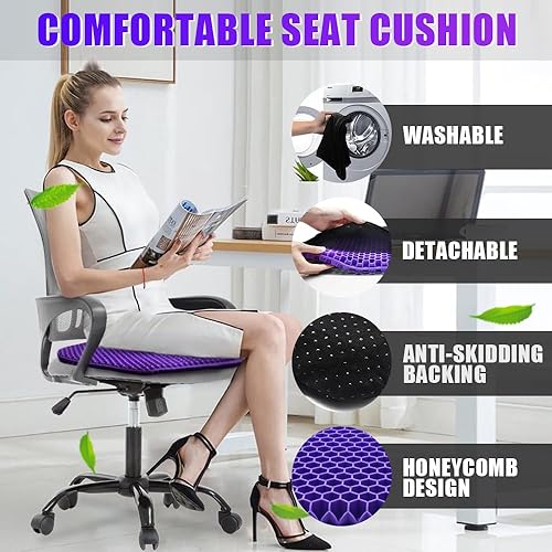 Miniatura 5 de CEECOLES Cojín de gel para asiento de larga duración, cojín de gel para silla de oficina, alivio de presión, espalda, ciática, coxis, almohadilla