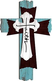 Large Wooden Christian Wall Cross Religious Decor Art Wood Wall Cross Hanging Rustic Multi Layered Weathered Look Spiritual Sculpture for Church Home Farmhouse Indoor Outdoor(Simple Style)