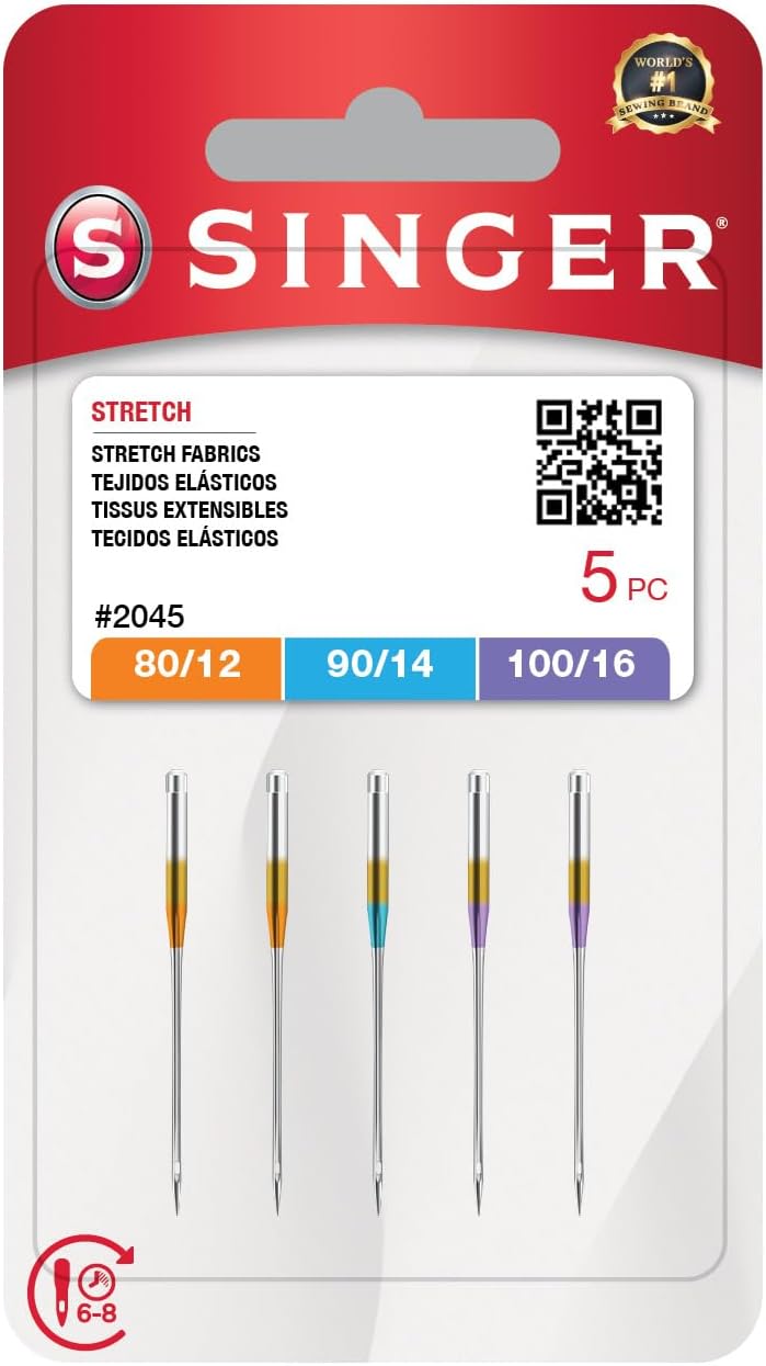 SINGER Stretch Sewing Machine Needles – Size 80/12, 90/14, 100/16-5 Pack