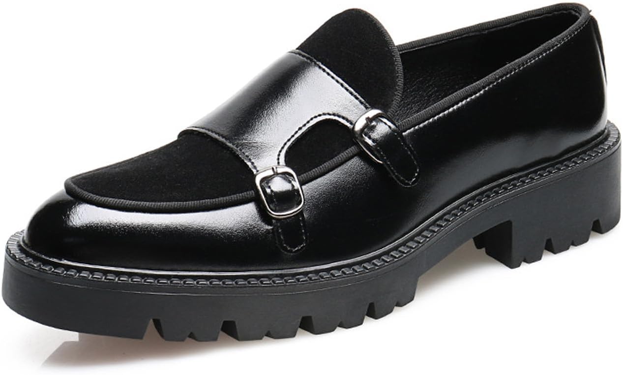 Santimon Mens Casual Shoes Slip On Loafers Dress Shoes for Men Fashion Prom Wedding Suede Monk Strap Loafers Comfortable Business Tuxedo Moccasins