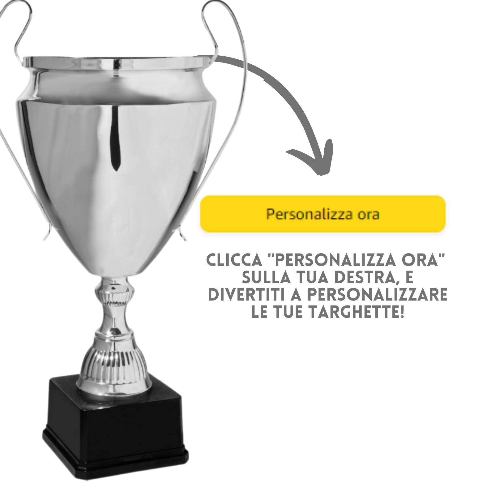 Coppa Trofeo Personalizzabile con Manici Champions League Calcio, Fantacalcio, Tennis, Padel, Basket Premiazioni Sportive ed Eventi con Targhetta Personalizzata cod 1.181