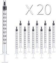 TOUFEIYUAN 1ml シリンジ 20枚注射器、 液体測定シリンジツール個別に密封された。科学実験室、給餌ペット、猫 犬投薬器 給水器、インク注入、オイルまたは接着剤アプリケーター用 (1 ML無針)