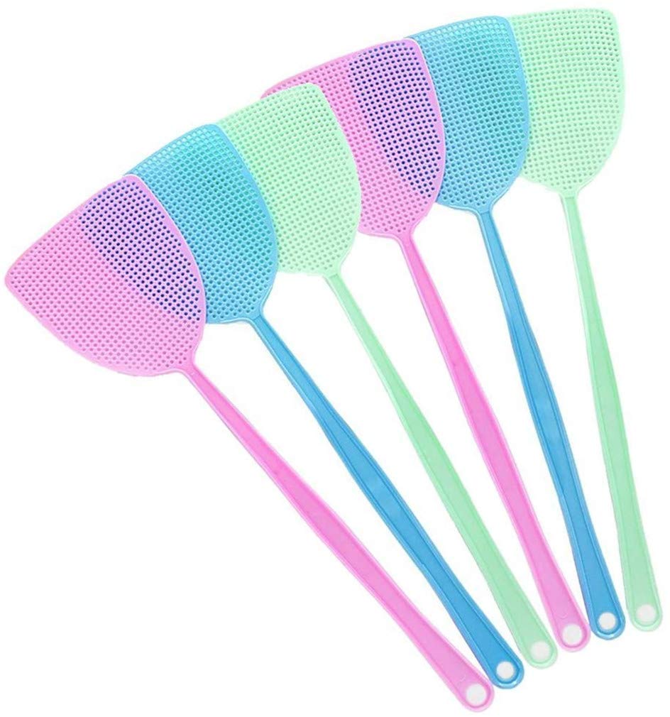 6Pcs Fly Swatter with Long Handle Bug Mosquito Spiders Cockroach Killer Manual Pest Control Racket Set