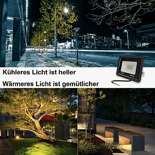 Hopelit reflektor LED do użytku na zewnątrz, 10 W, 5 sztuk, reflektor zewnętrzny LED, 3000 K, ciepła biel, wodoszczelność IP65, super jasny reflektor LED, do ogrodu, na podwórka, garaż itp.