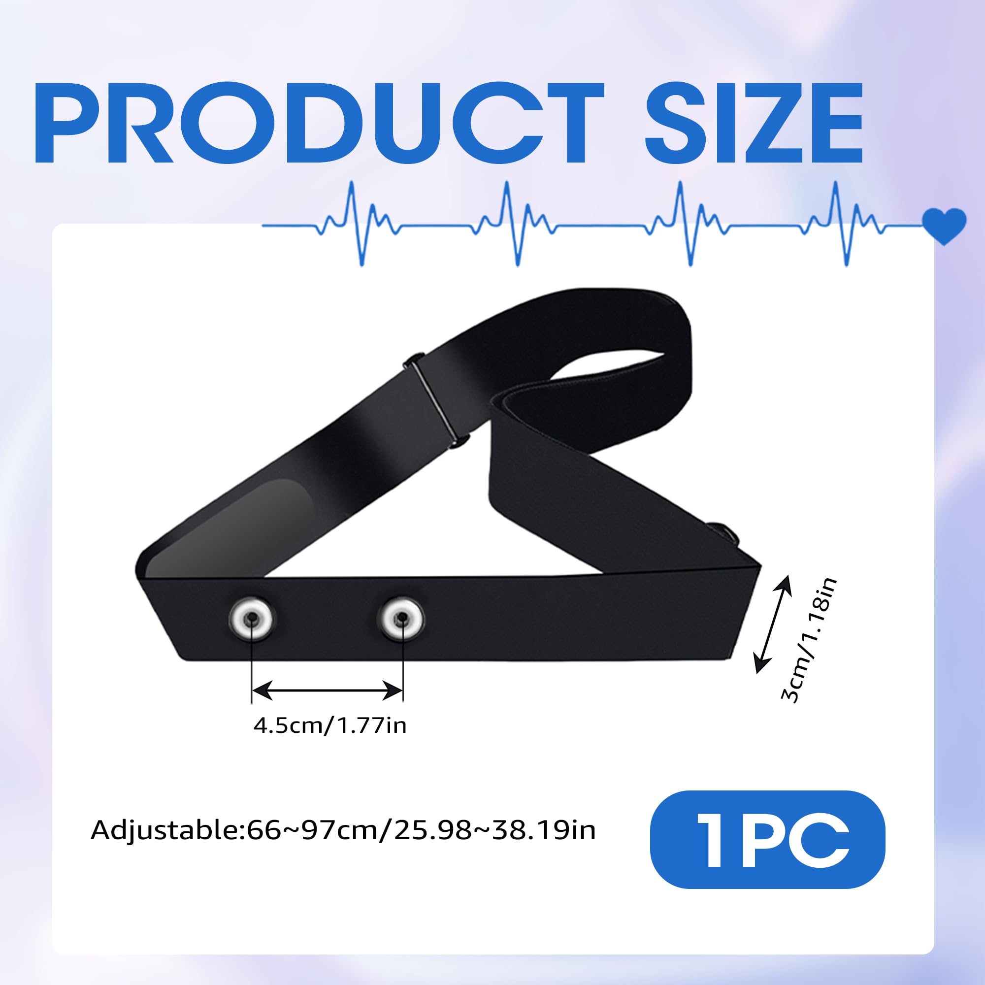 Banda Elástica Ajustable, Chest Mount Cinturón Pulsómetro Banda Heart Rate Chest Strap Replacement Belt Correa de Repuesto Compatible con H10 H9 Deporte Running Monitor de frecuencia Cardiaca (97cm )