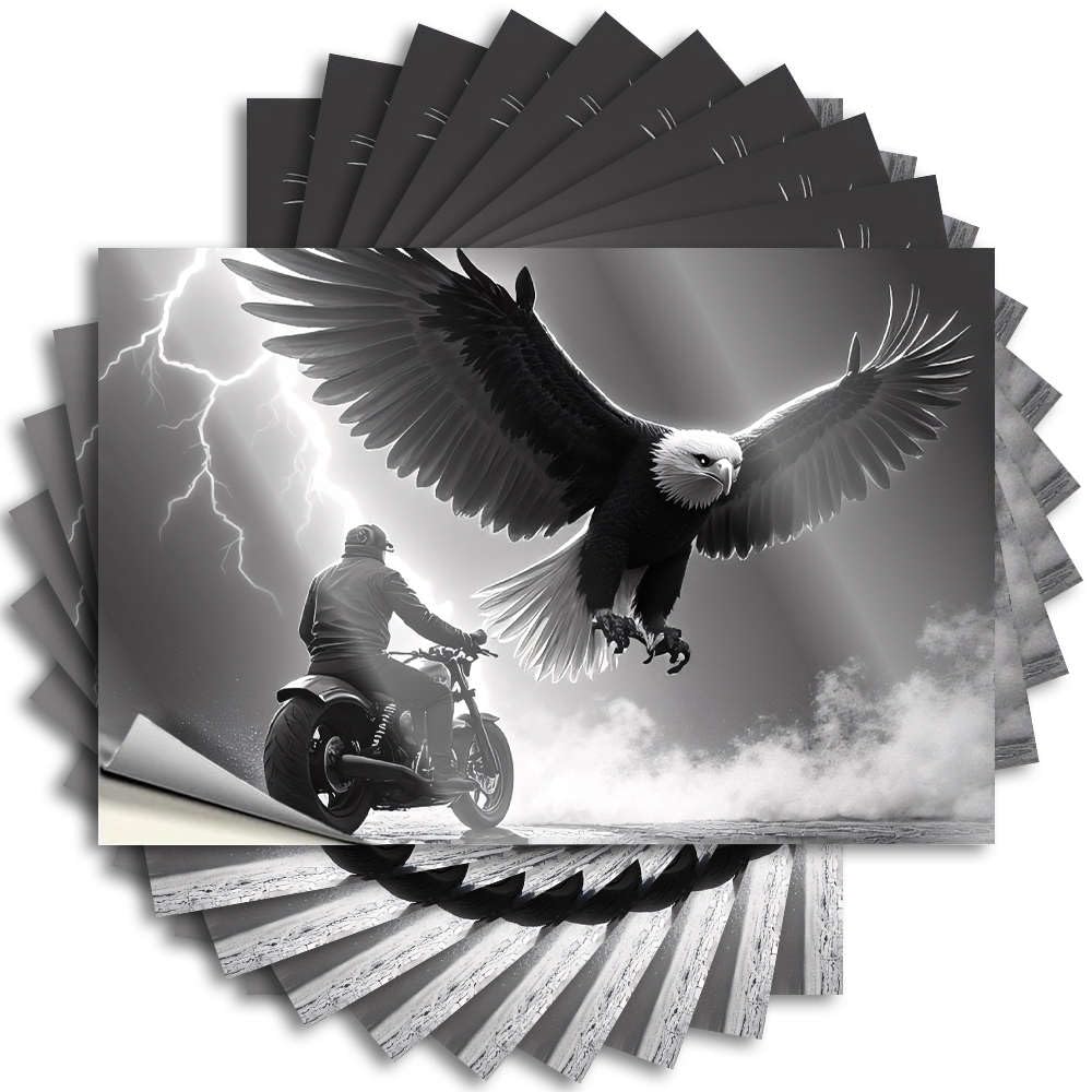 Eagle Soars Above Motorcyclist in Storm. Decals Work | Fire Case Removable Decal Pack(6X9CM)
