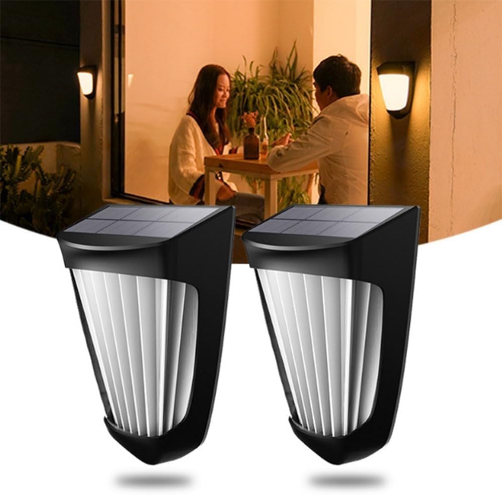 noxozoqm LED Wall Light Solar Wall Light Outdoor IP55 Waterproof Rustproof Wall Light Garden Yard Decoration Deck(2 Packs)