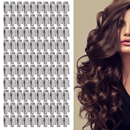 Wig Clips, 100pcs 10 teeth wig clip stainless steel sting sting clip DIY for hair extension snap wig clips for hair extensions(Coffee) - Image 2