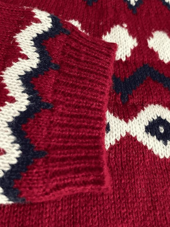 Women's Fair Isle Sweater Casual Vintage Crew Neck Knitted Sweater Cute Graphic Fall Fashion Pullover Jumper Tops - Image 2