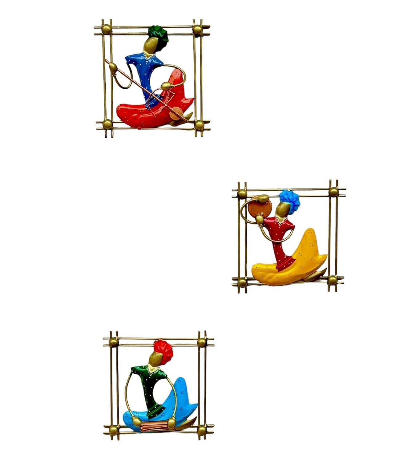 RSN Retro Style Decorative Metal Set of 3 Musician Wall Decor/Wall Hanging Showpiece/Wall Art Sculpture For Living Room (Size- 8.5 X 8.5 Inch) 3