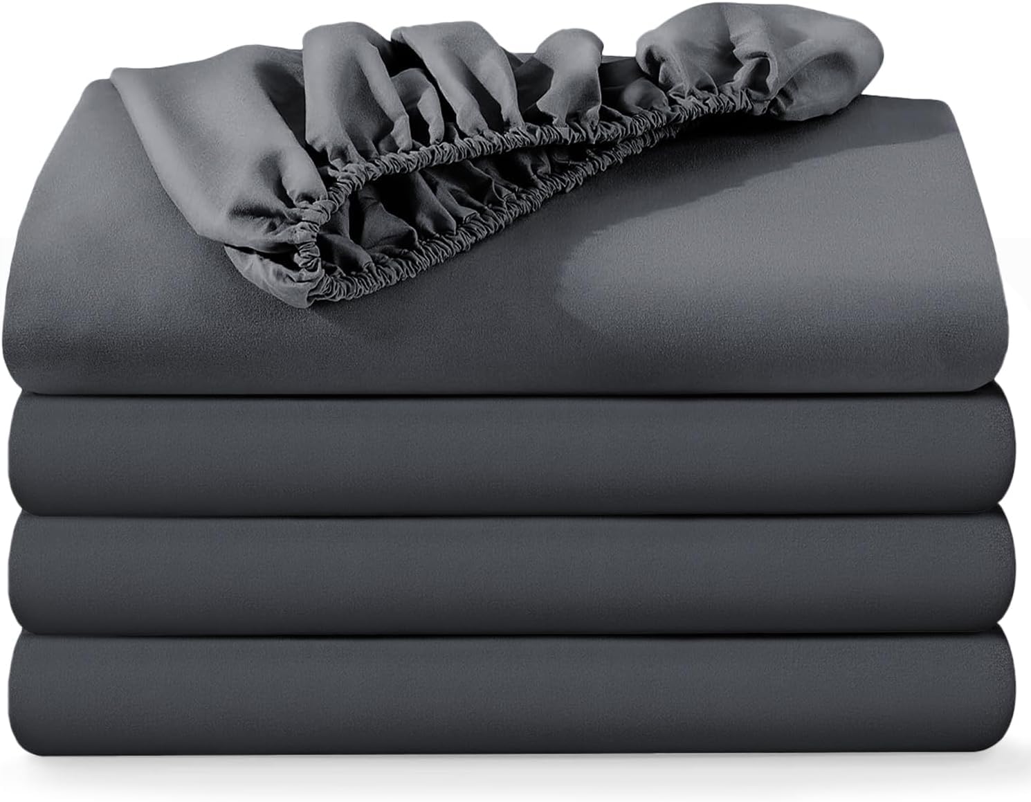 BedLooms Small Double Fitted Sheet 4 Pack Charcoal (120x190cm) up to 25cm