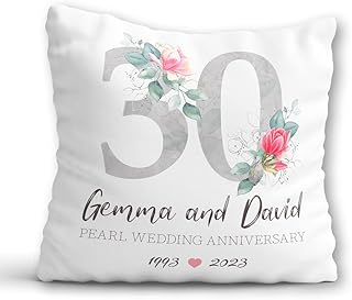 30th Anniversary Gift Couple - Personalised 30th Wedding Anniversary Cushion - 30 Years Pearl Anniversary Pillow with Custom Names - Pearl Wedding Anniversary Present Wife Husband Friends
