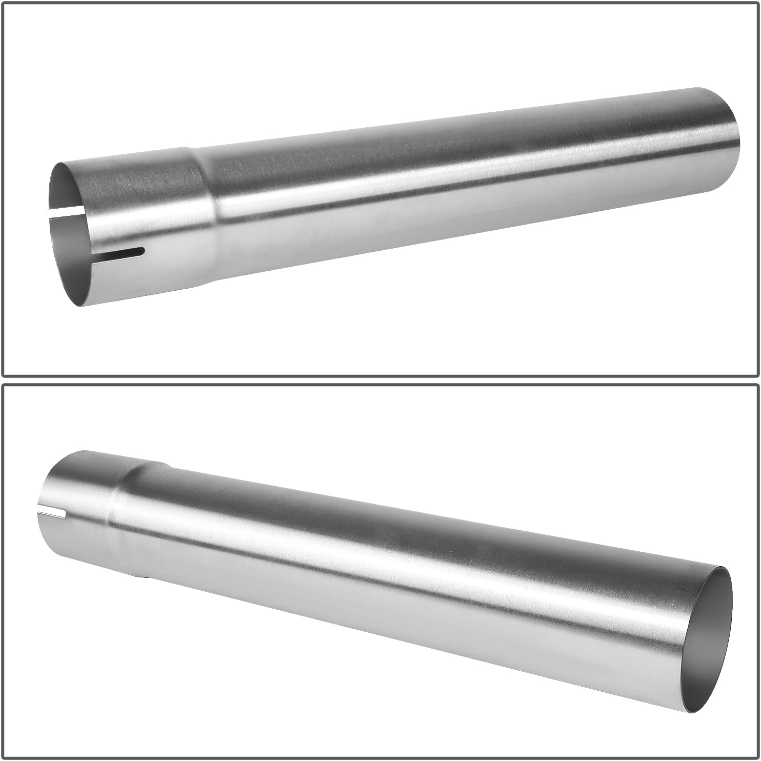 DNA MOTORING ZTL-PP-25-0-SS 18 Inch Straight Tube DIY Stainless Steel Exhaust Tubing,2.5" OD,Universal Fit,Polished Finish