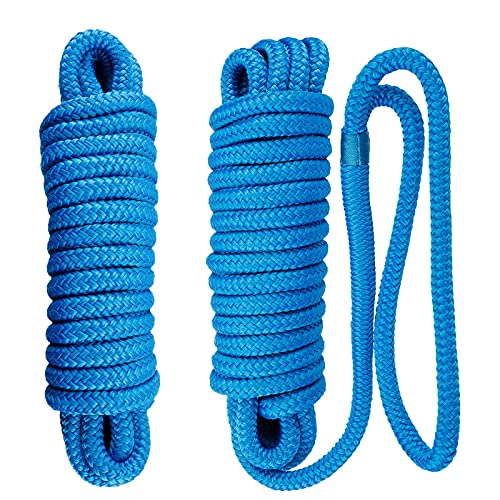 Image of Amarine Made 1 /2 Inch 20 FT Double Braid Nylon Dockline,Mooring Rope Double Braided Dock Line