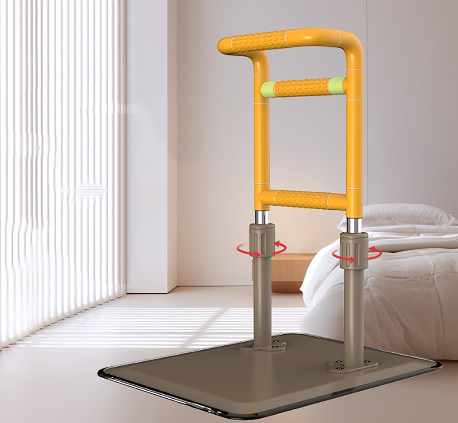 McbeAn Bastone da Letto Stand Assist, Sponde da Letto per Anziani in Piedi per Carichi Pesanti, Altezza Regolabile E Facile da Spostare, Struttura Stabile, Adatta per Anziani Seduti in Piedi