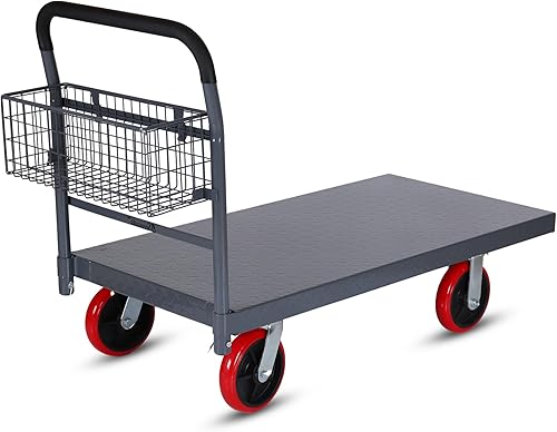 Carrito de plataforma industrial carrito de plataforma resistente de 48 x 24 pulgadas, carrito comercial de plataforma plana con capacidad de 2000