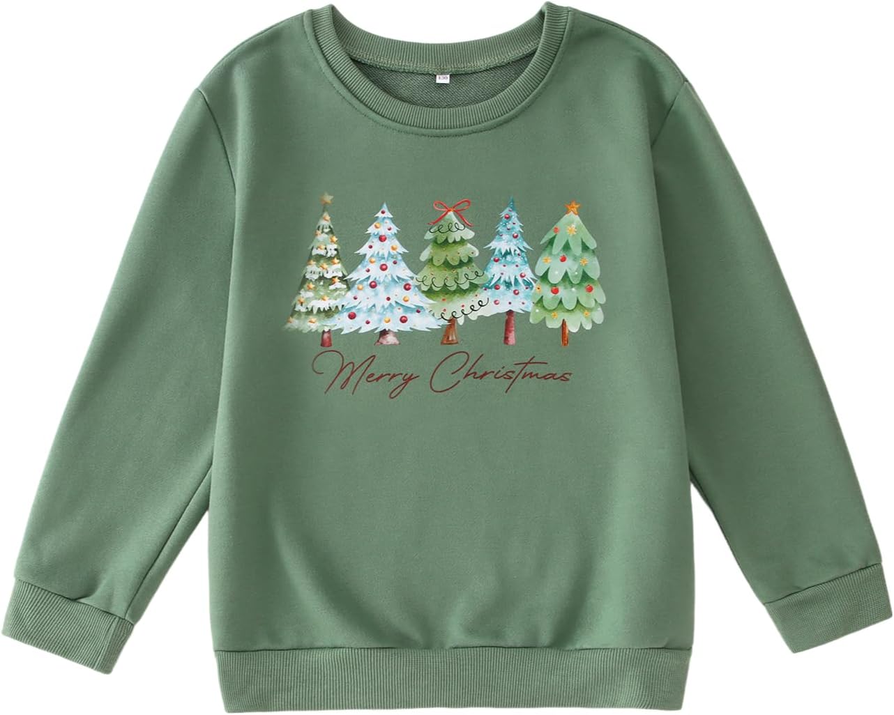 IZYJOY Kids Girl Merry Christmas Sweatshirts Cute Xmas Tree Graphic Long Sleeve Shirts Holiday Crewneck Pullover Top