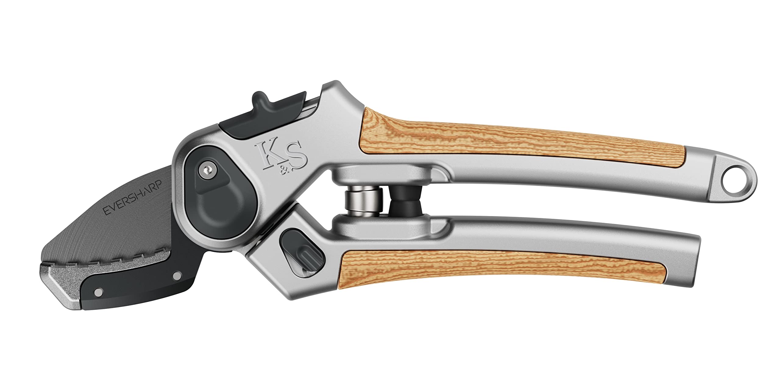 Kent & Stowe Eversharp Anvil Secateurs, Adjustable Garden Shears Suitable For Dead, Mature Wood, All Year Round Garden Tools Made From Carbon Steel, Aluminium, And Ash Wood