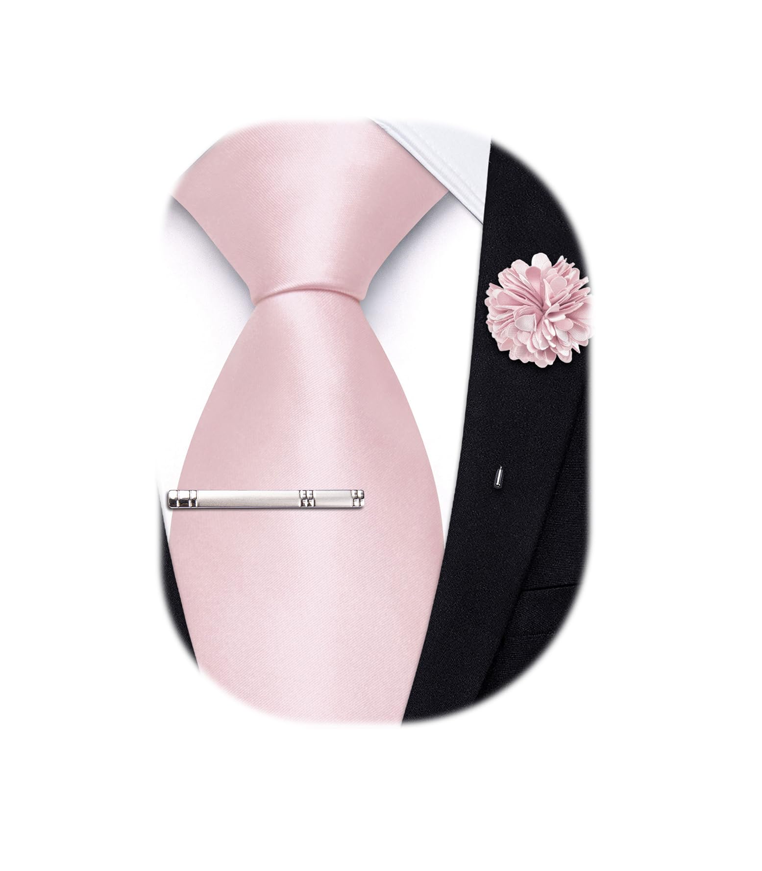 Hi-Tie Pretied Boys Ties Solid Color Kids Adjustable Necktie Lapel Pin Clip Set Age 8-12 Wedding School Graduation