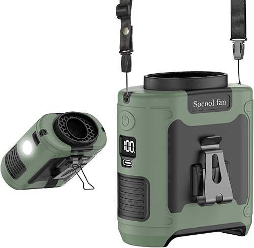 Miniatura 15 de Socool Ventilador de cintura portátil de 10000mAh con clip en cinturón portátil, ventilador personal recargable operado con batería con 5