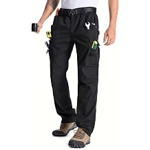 Mens Cargo Tactical Pants with 11 Pockets Work Hiking Water Resistant Lightweight Ripstop Military Pants