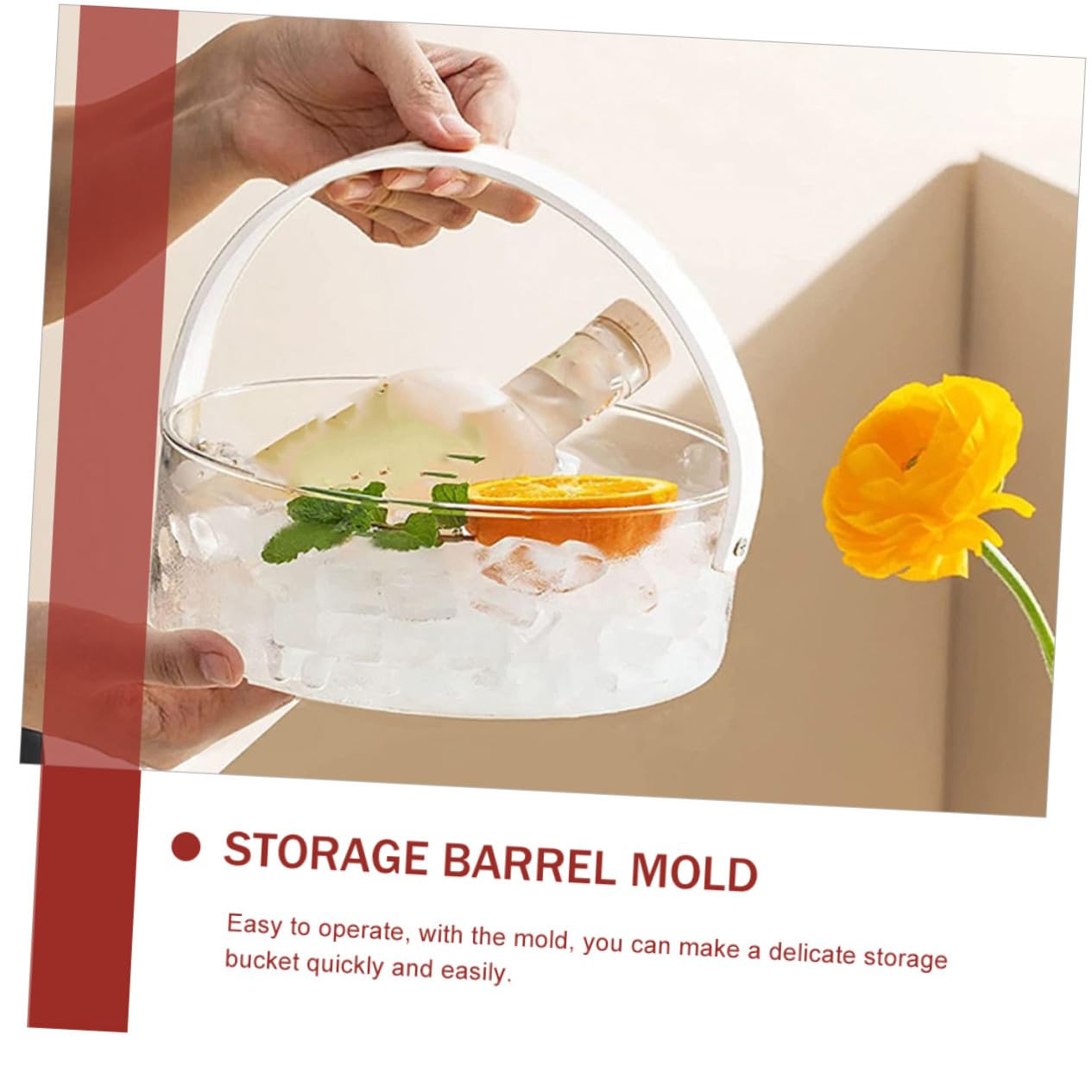 WOONEKY Molde de Silicona para Barril con Mango Molde DIY para Cestas de Almacenamiento de Desmoldar para Manualidades y Organización