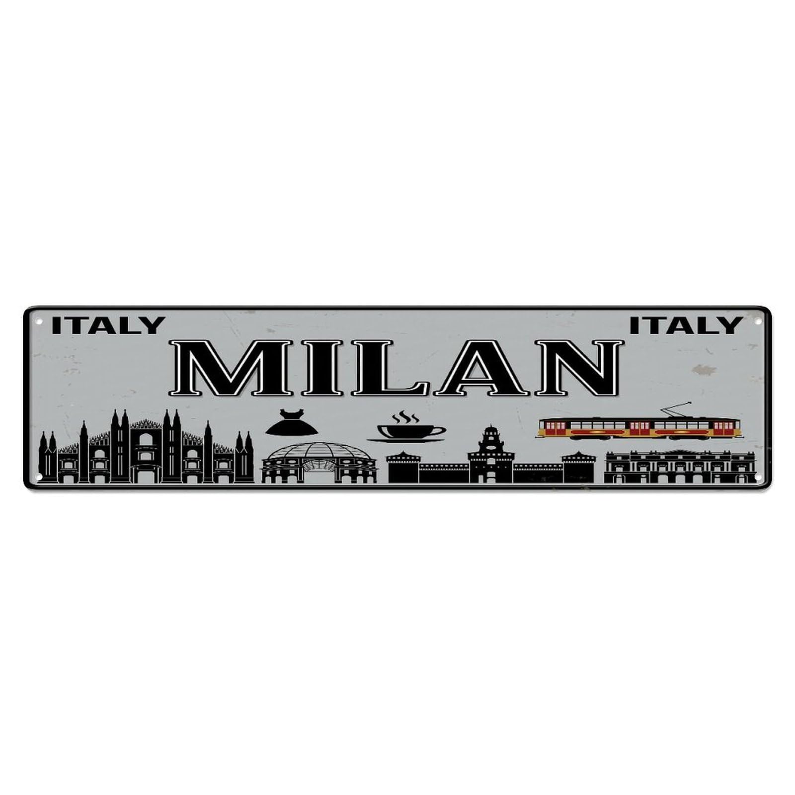 Tgrcjimh Style Metal Tin Sign Vintage Travel Milan Italy Cathedral Fashion