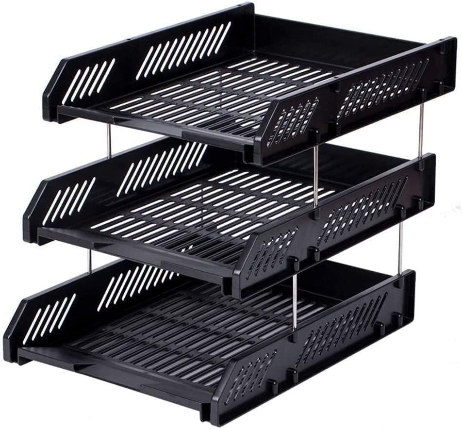 TRIONZZA Tray Rack ABS Plastics | Foldable Office Desk Accessories | Durable & Sturdy | Easy Assembly | Efficient Organizer | Plastic Office Stationery Files Layer Rack