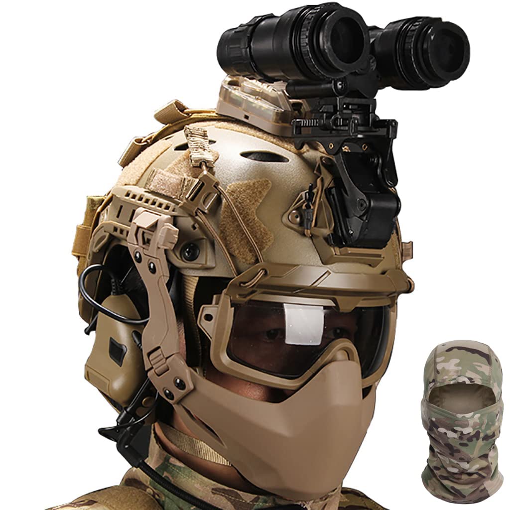 PJ Tactical Paintball Airsoft Casco militar rápido con soporte NVG y riel de guía lateral – Yaxa
