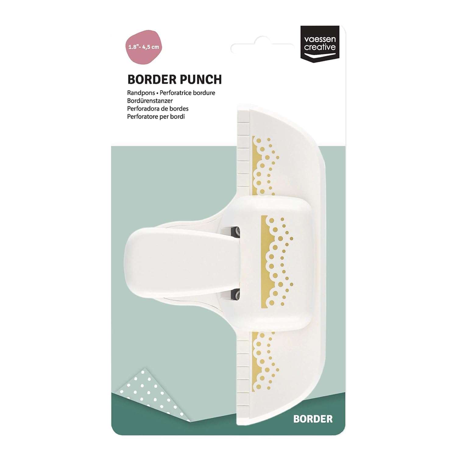 horsemen Vaessen Creative Border Punch - Lace Doily - 1,5 x 4,3 cm - Circle Punch for Card Making and Crafting