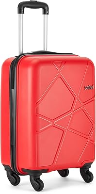 Safari Pentagon Trolley Bag, Suitcase for Travel, 4 Wheel Red Luggage for Men and Women, Polypropylene Hard Side Cabin and...