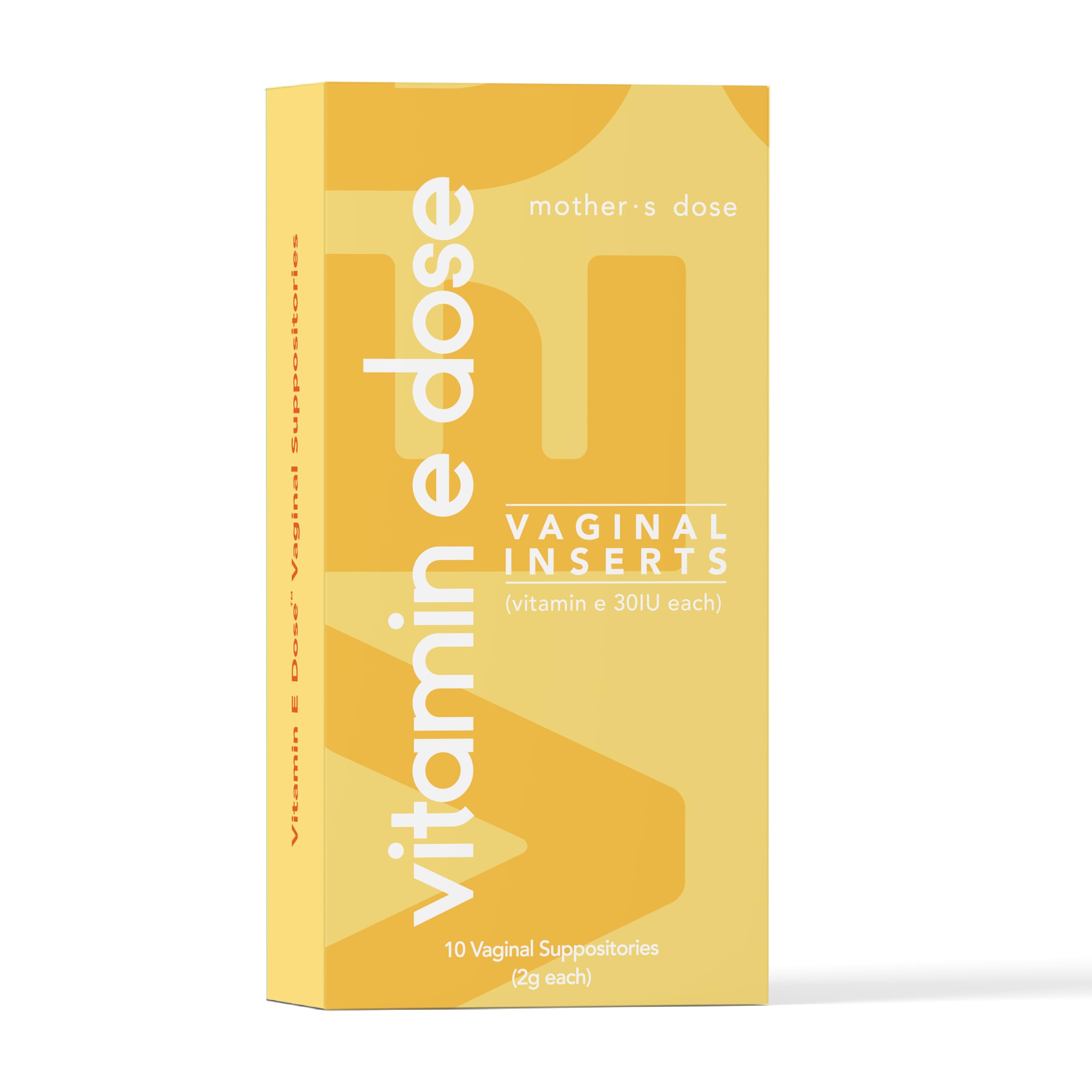 Mother's Dose Vitamin E Suppository 30 IU Each- Vaginal Moisturizer Hormone Free Moisturizer-10 Individually Sealed Inserts - 1 Month Supply USA Made