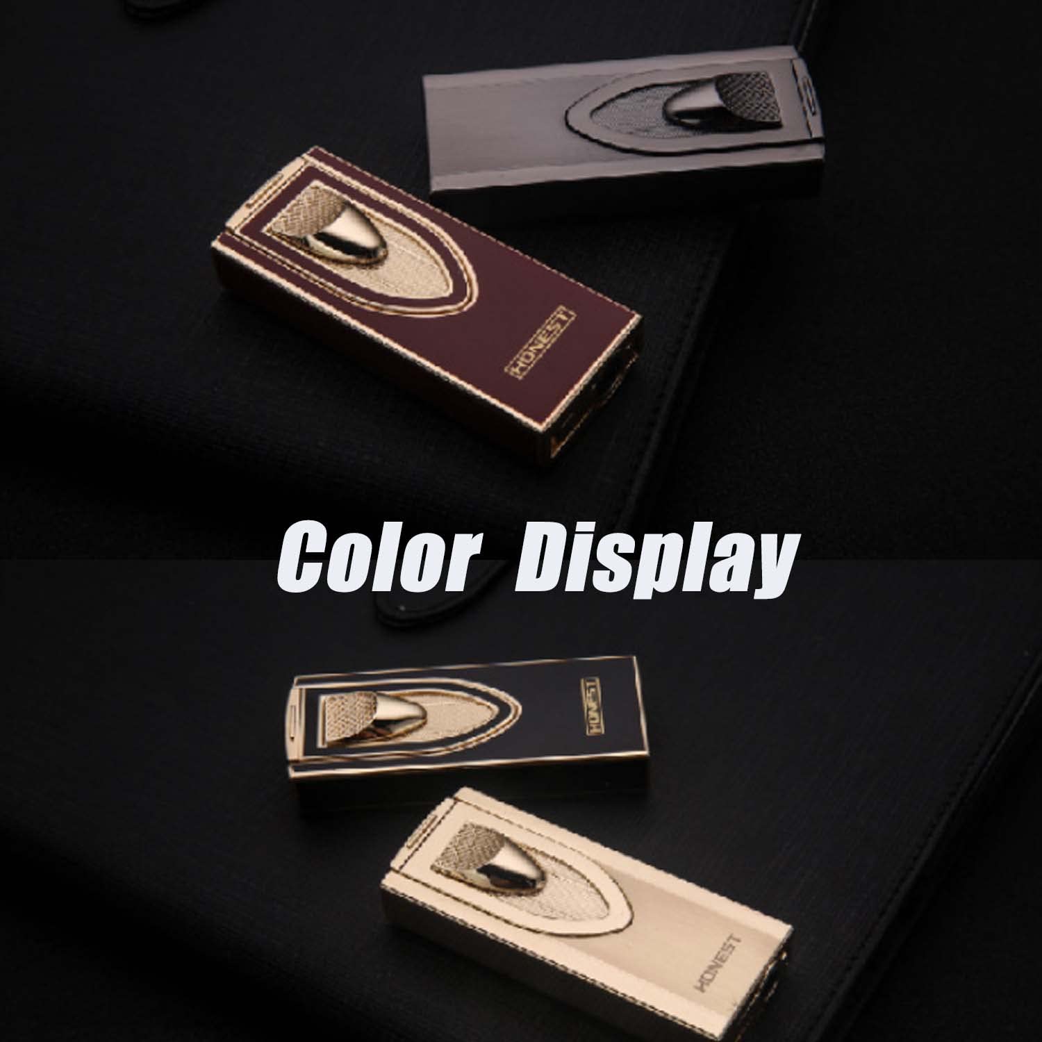 2PCS Briquet Cigare Flamme Bleue à Double Jet avec Fenêtre de Carburant Visible Cigare Punch Idée Cadeau Amoureux Clients Amis