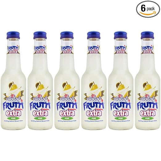 ULUDAG Frutti Extra Sparkling Natural Mineral Water and Mixer | NO PRESERVATIVES | SODA | Tonic Water | PEAR Flavour (Pack of 6 Bottles , 250ML Each)