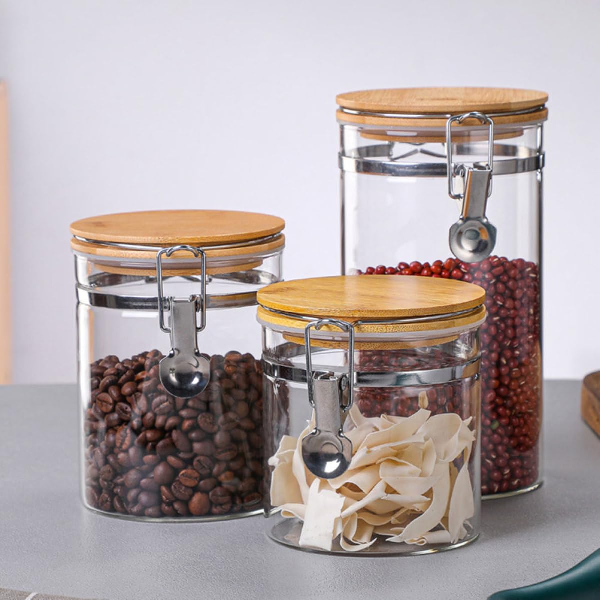 2 Frascos Herméticos de Cocina de Vidrio Cierre de Acero Inoxidable 1280 Ml y 1140 Ml Recipientes para Almacenar Alimentos Secos como Arroz Harina y Frutos Secos Ideales para