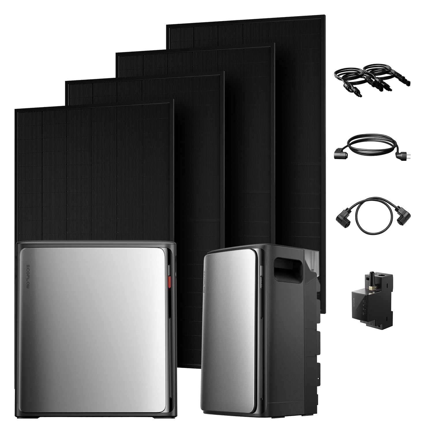 Powerness® All in One 2000W Balkonkraftwerk mit Speicher 5760Wh, ECOFLOW STREAM Ultra X mit AC Pro, Smarten Zähler&Zubehör Komplettset, 4×500W Full Black Bifaziale Solarmodule, Plug&Play(0% MwSt)