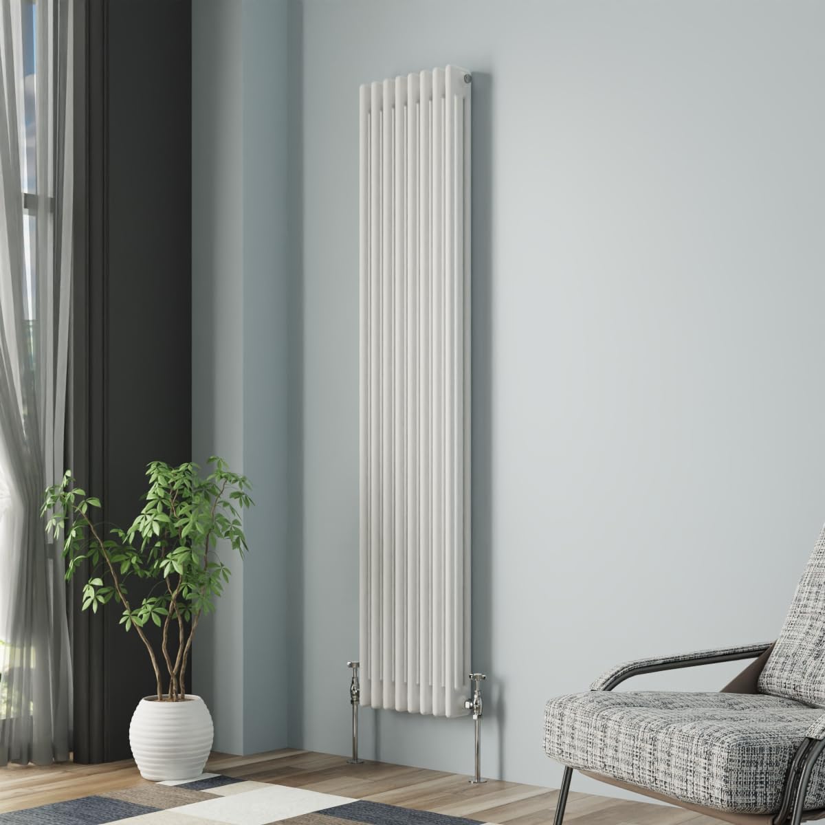 NRG Column Radiator Gloss White 1800x382mm Triple Cast Iron Rads