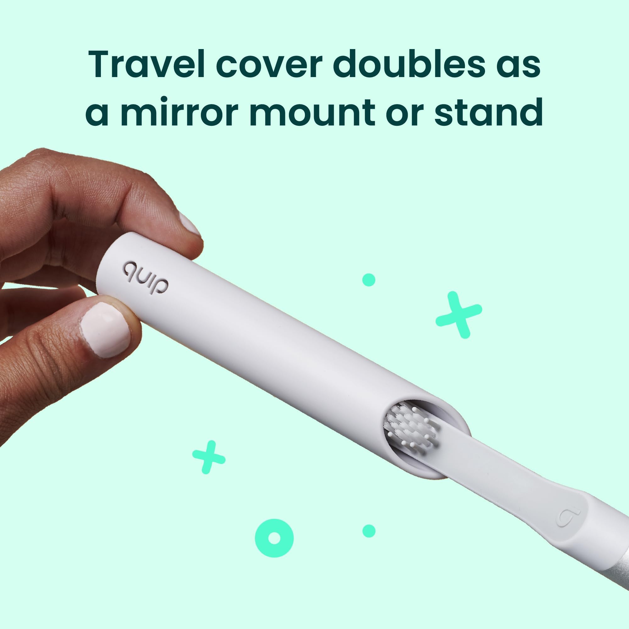 Quip Sonic Toothbrush for Adults - Timed Electric Toothbrush with Cover - Replaceable Brush Head, Soft Bristles, Metal Handle, 3 Month Battery Life - Travel Toothbrush - Slate