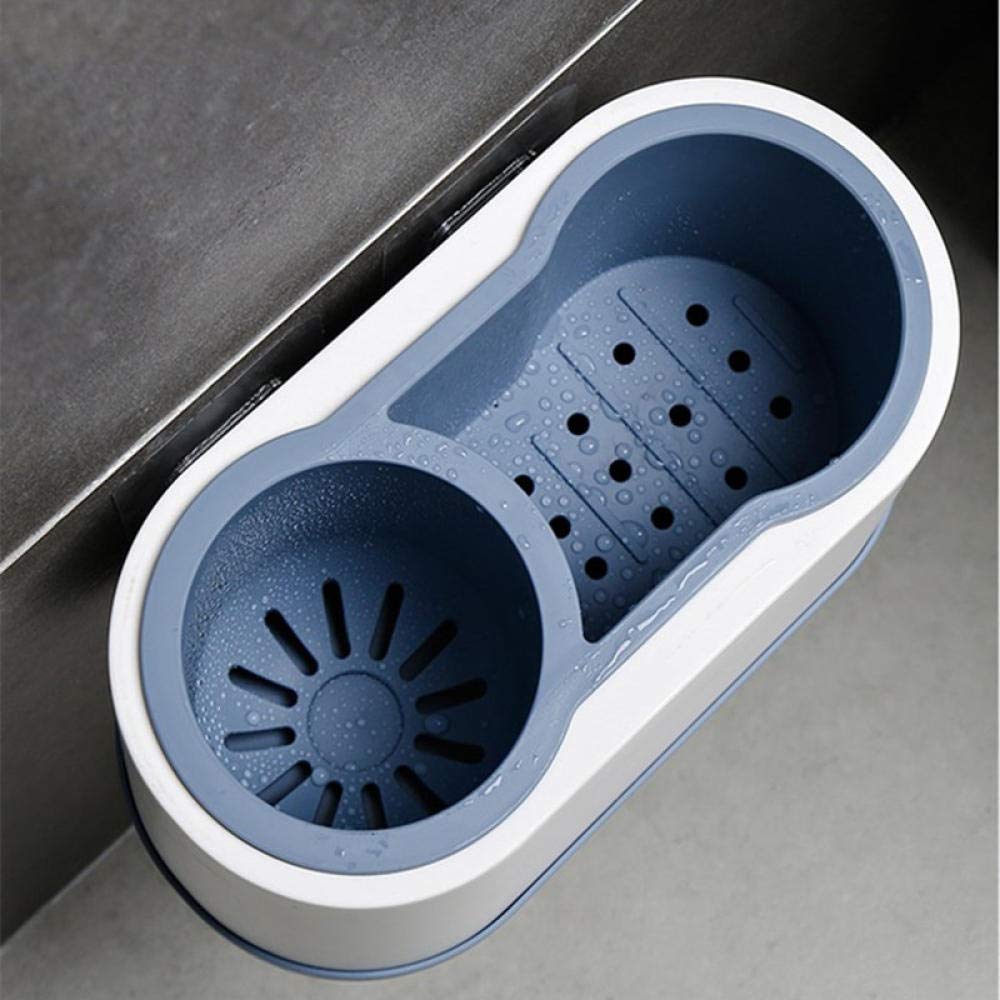 Kit de Cepillo Limpiador Tet, Cepillo y Soporte de Limpieza de Silicona de Secado rápido, para baño Tet, Floo (B_Azul)