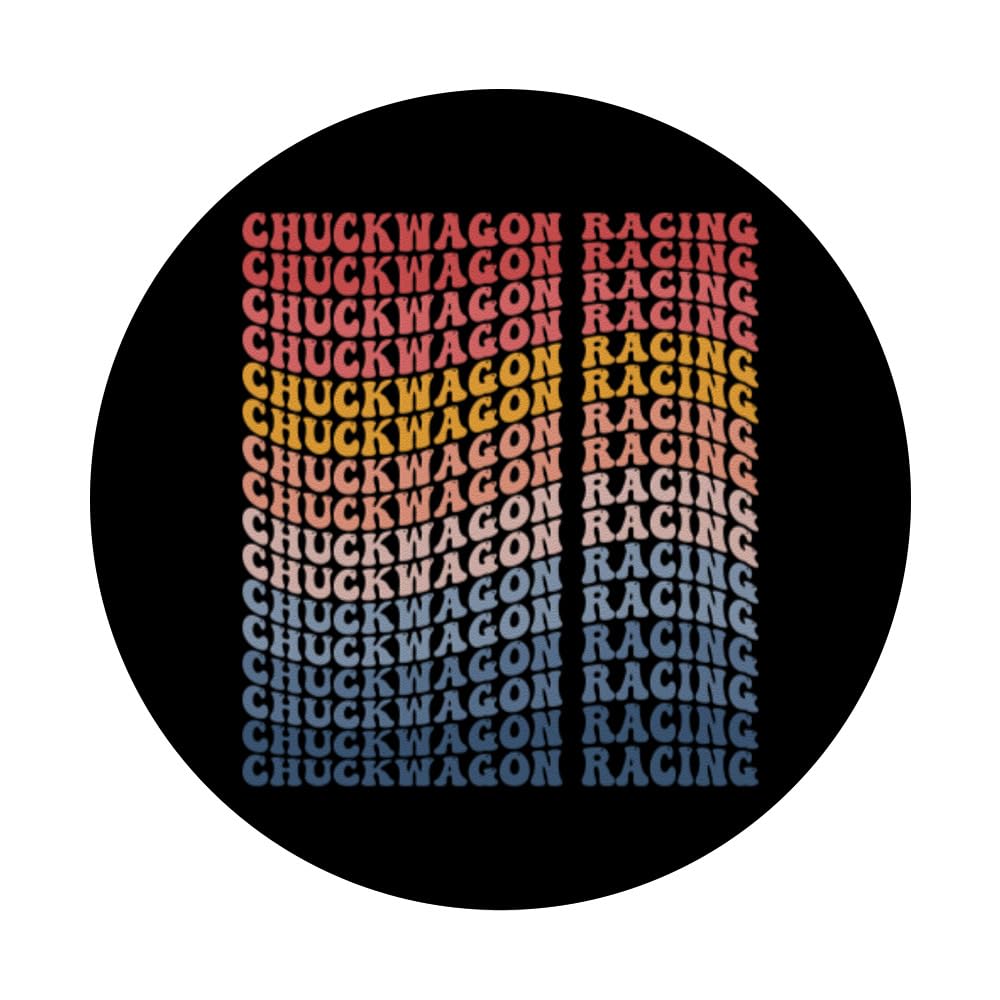Chuckwagon Racing Groovy Retro Sports PopSockets Swappable PopGrip, Black - Image 3
