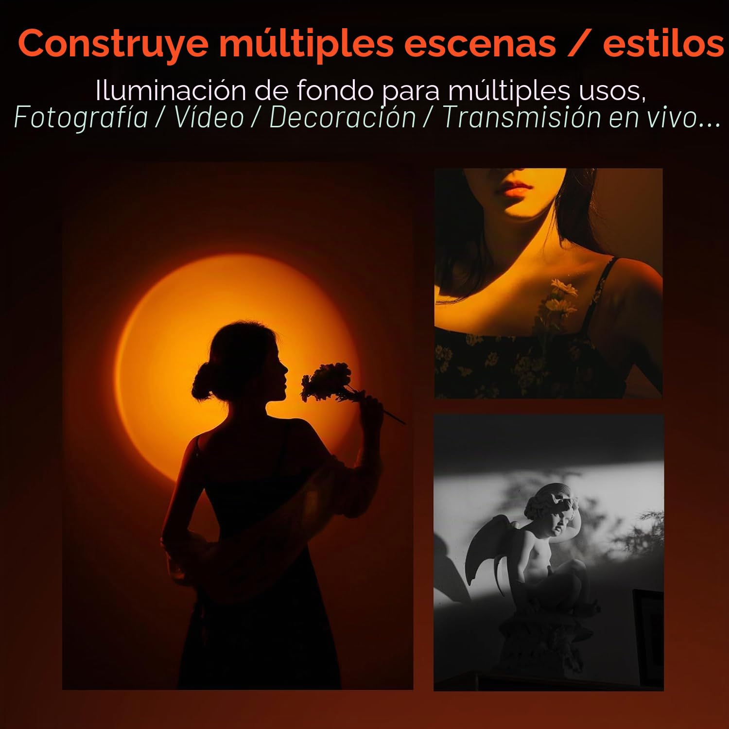 PHOTOOLEX linterna LED para fotografía con 4 luces de relleno de colores, 84000 mAh, aleación de aluminio con 20 filtros de luz estampados, luz de vídeo