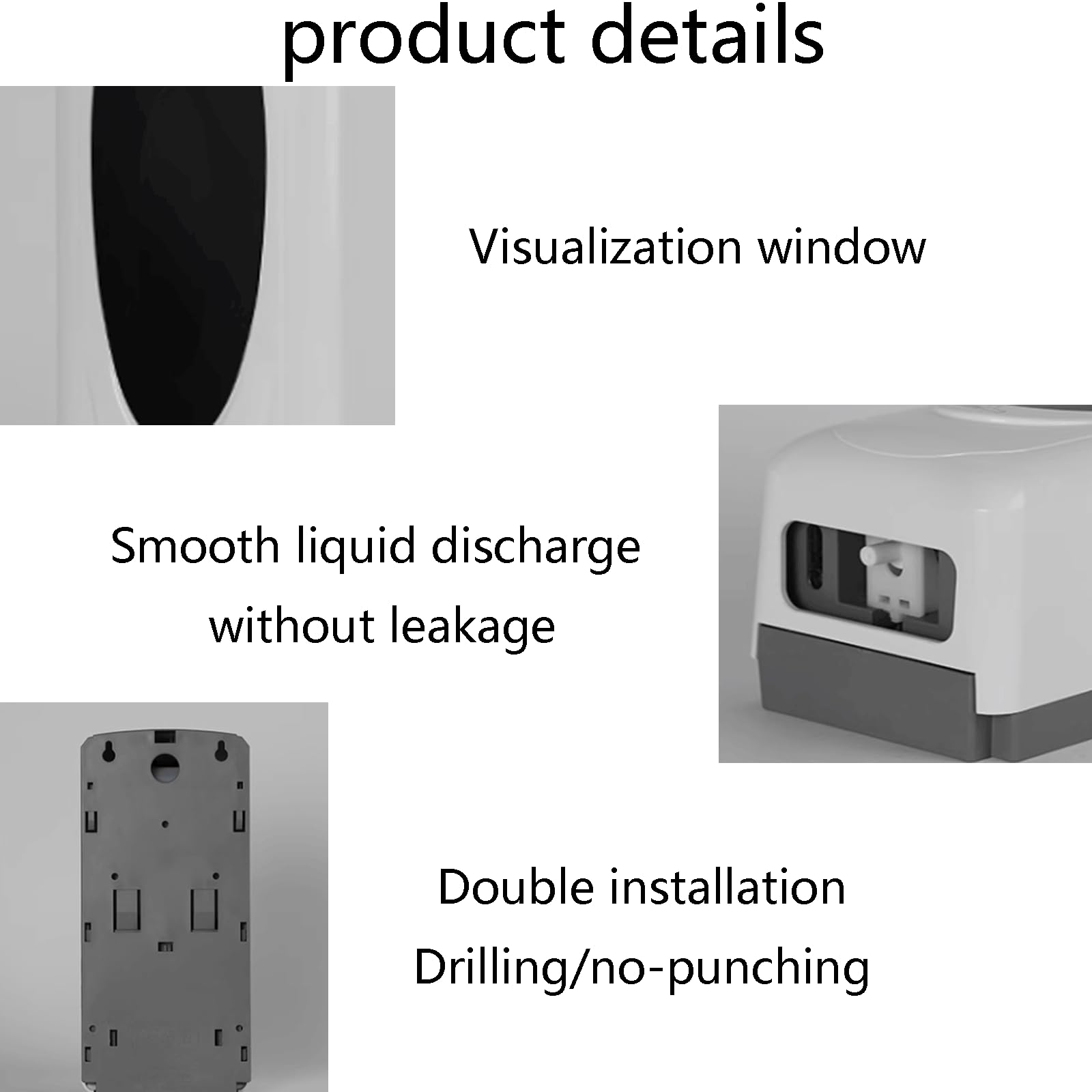 Dispensador de jabón de plástico, dispensador automático de loción, Sistema dispensador de Ducha de Montaje en Pared, Blanco, Gran Capacidad, 1000ml/35,1oz