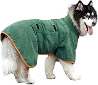 Periflowin Dog Drying Coat Bathrobe Towel - Microfiber Super Absorbent, Fast Drying Adjustable Pet Robe for Baths, Swims & Rain