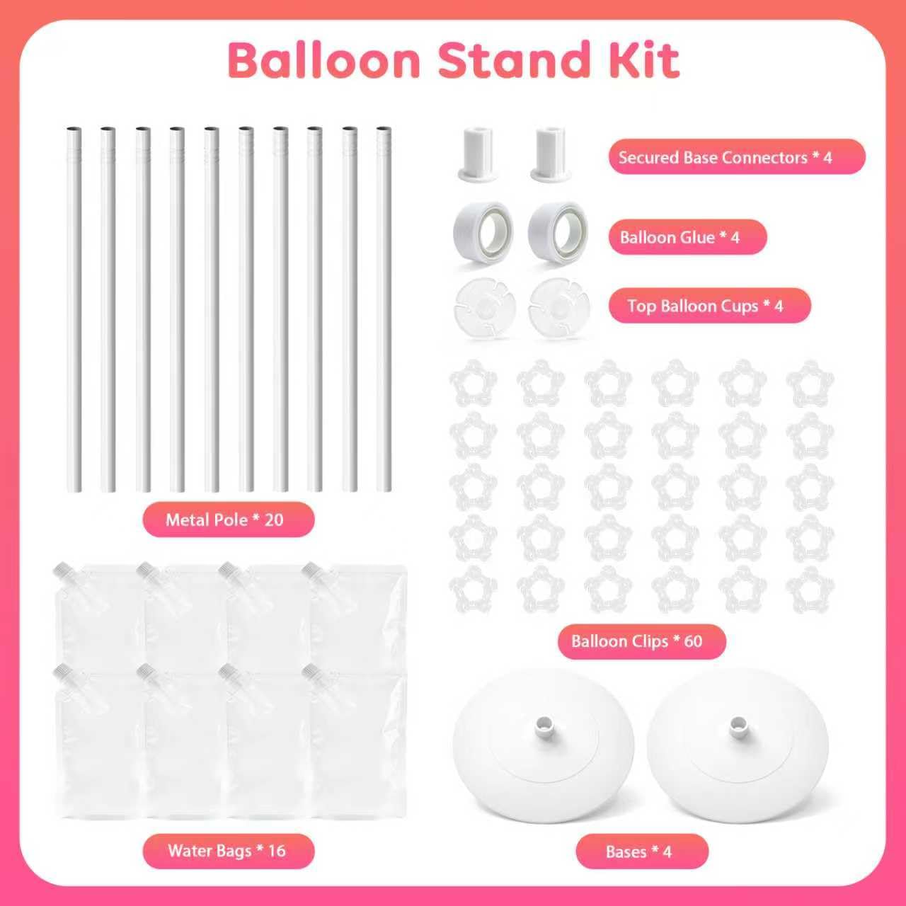 Set di 4 supporti a colonna per palloncini, regolabili da 38 a 198 cm, in metallo, a spirale, riutilizzabili, per matrimoni, compleanni, baby shower, lauree, decorazioni