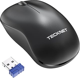 TECKNET Wireless Mouse for Laptop, 2.4GHz USB Mini Computer Mice, 1200 DPI Optical Small Portable Cordless Mouse Compatible with PC, Mac and Linux, 18 Months Battery Life (Black)