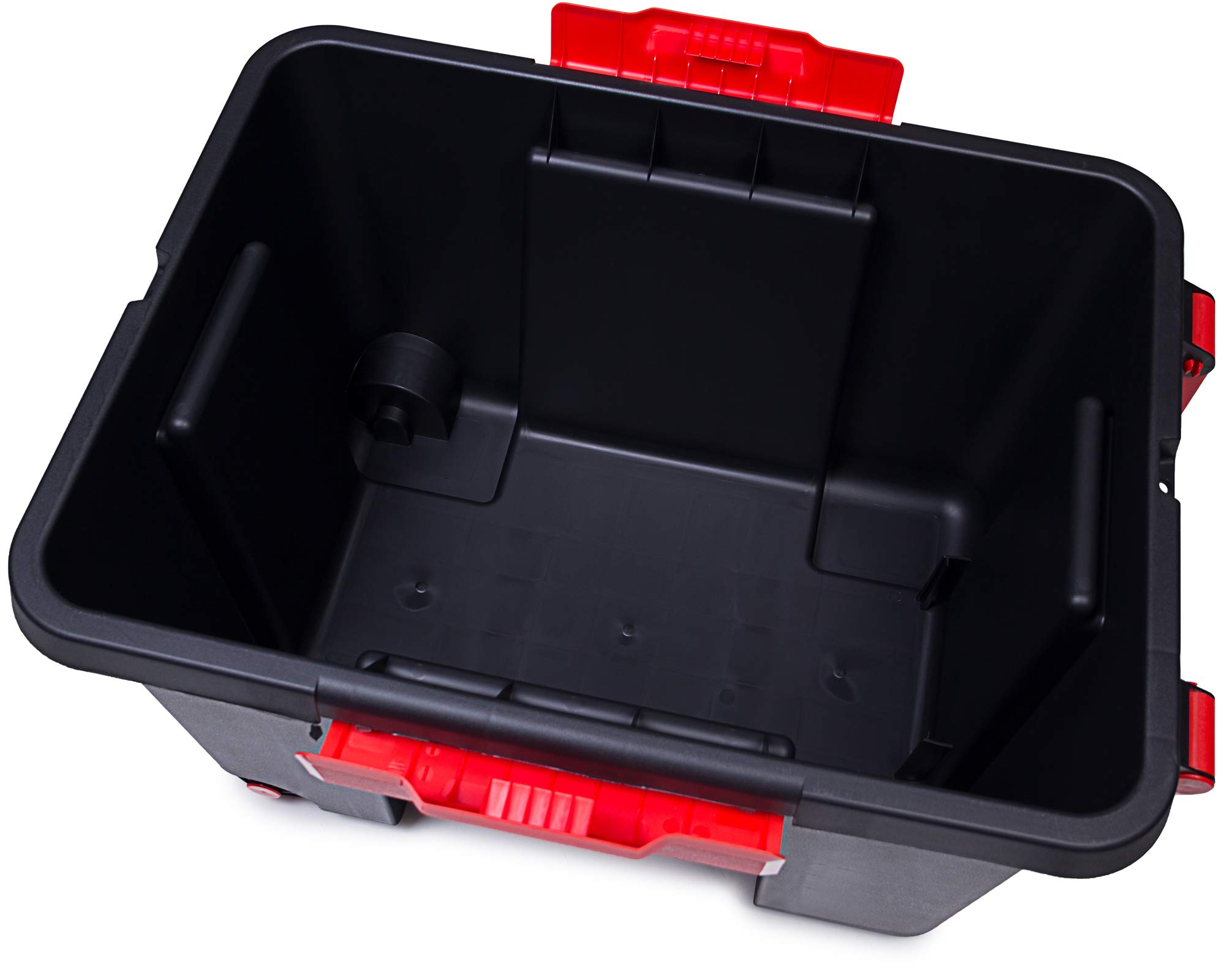 Ondis24 Aufbewahrungsbox mit Deckel Malle, Stapelbox Kunststoff, Werkzeugkasten rollbar, Transportbox 120L, abschließbar