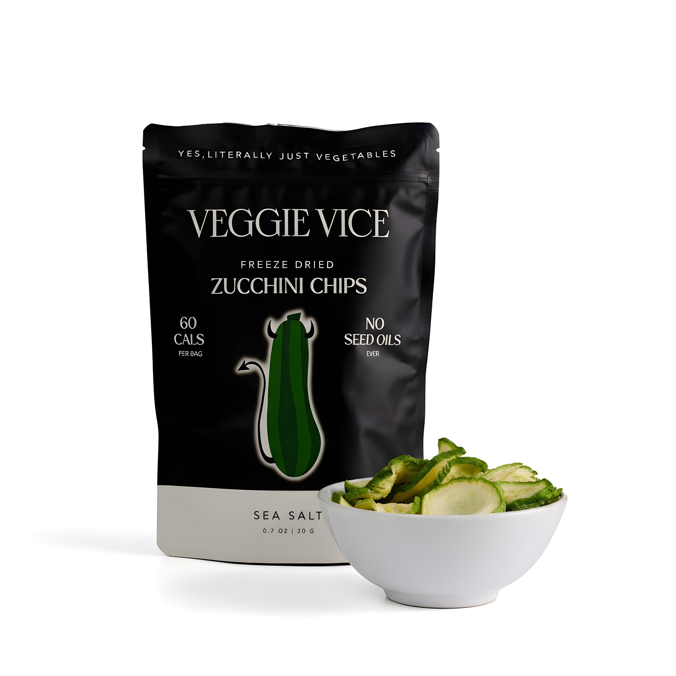 Veggie Vice Simply Salted Freeze Dried Zucchini Chips, No Oils or Starches, Use for Snacking, Salads and Much More(1 Pouch, Salted Zucchini)