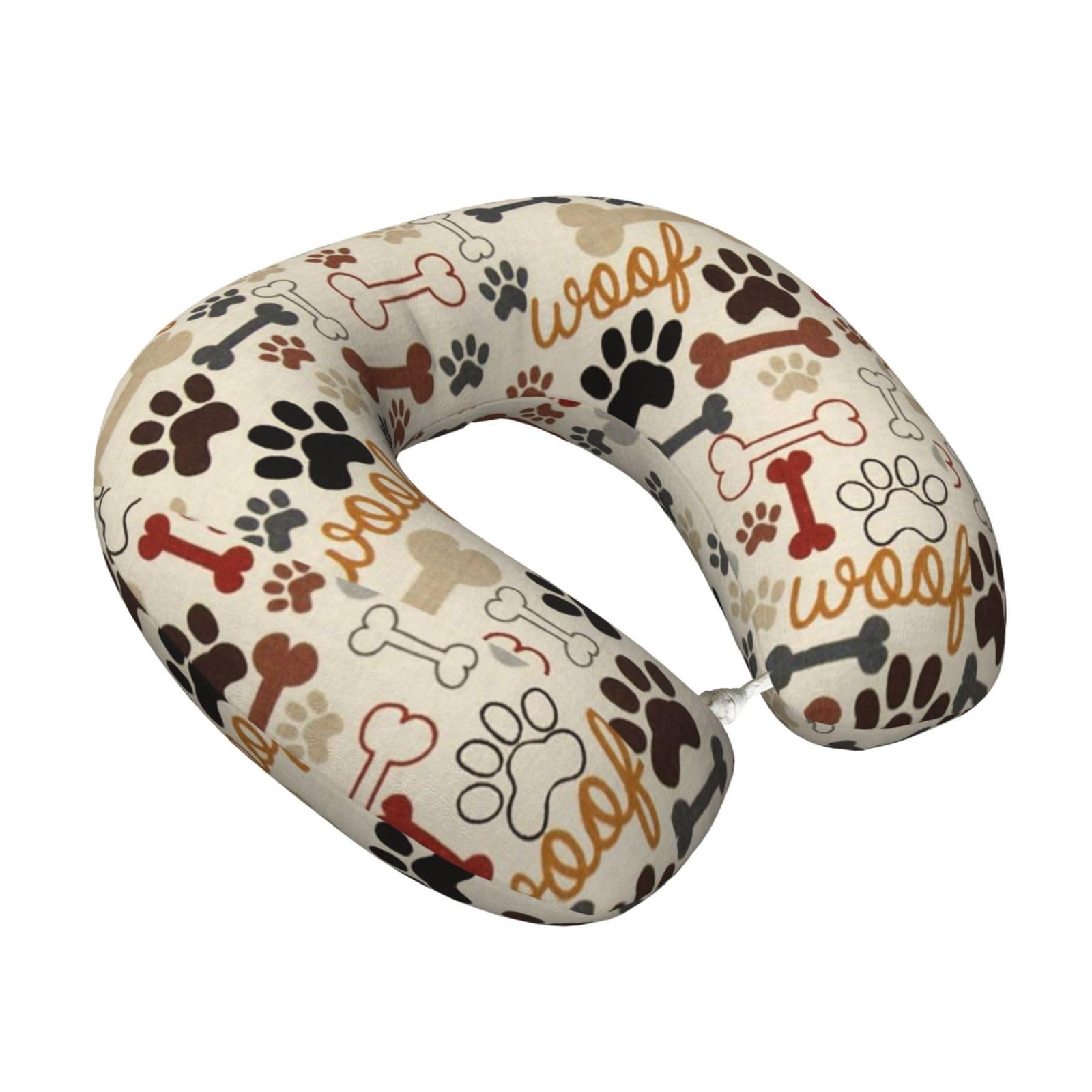 LKYMOH Dog Paws And Bones, Travel Neck Pillow U-Shaped Memory Neck Support Soft Comfortable With Washable Cover For Airplane Car Traveling and Office