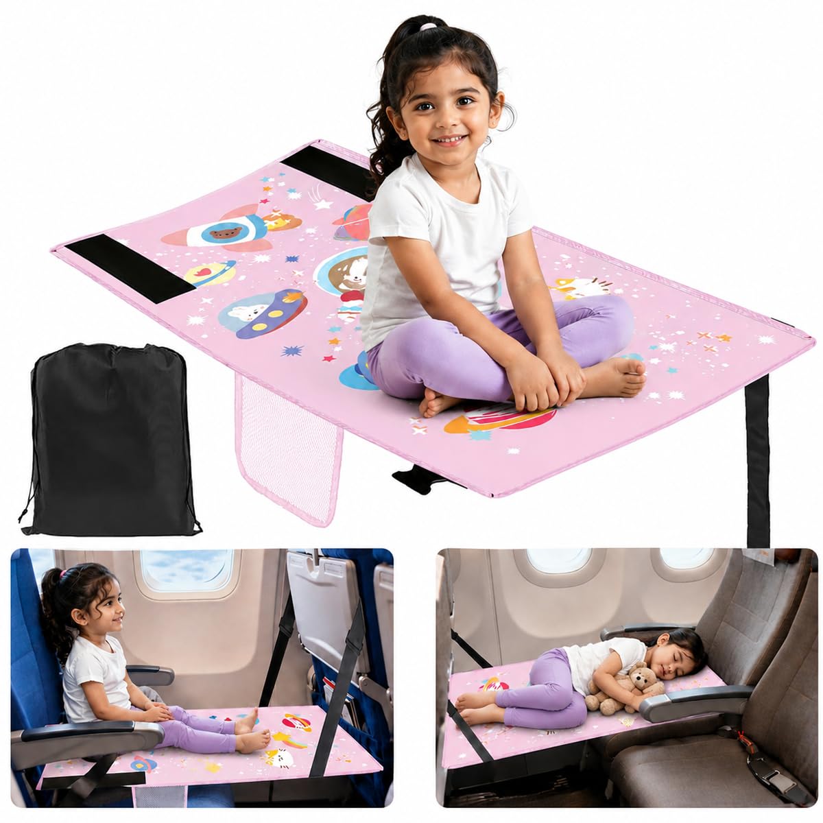SNOWIE SOFT® Toddler Airplane Bed for 1-3 Years - Portable Travel Bed with Carry Bag | Airplane Seat Extender & Footrest for Kids | Fits Most Airlines-picture-19